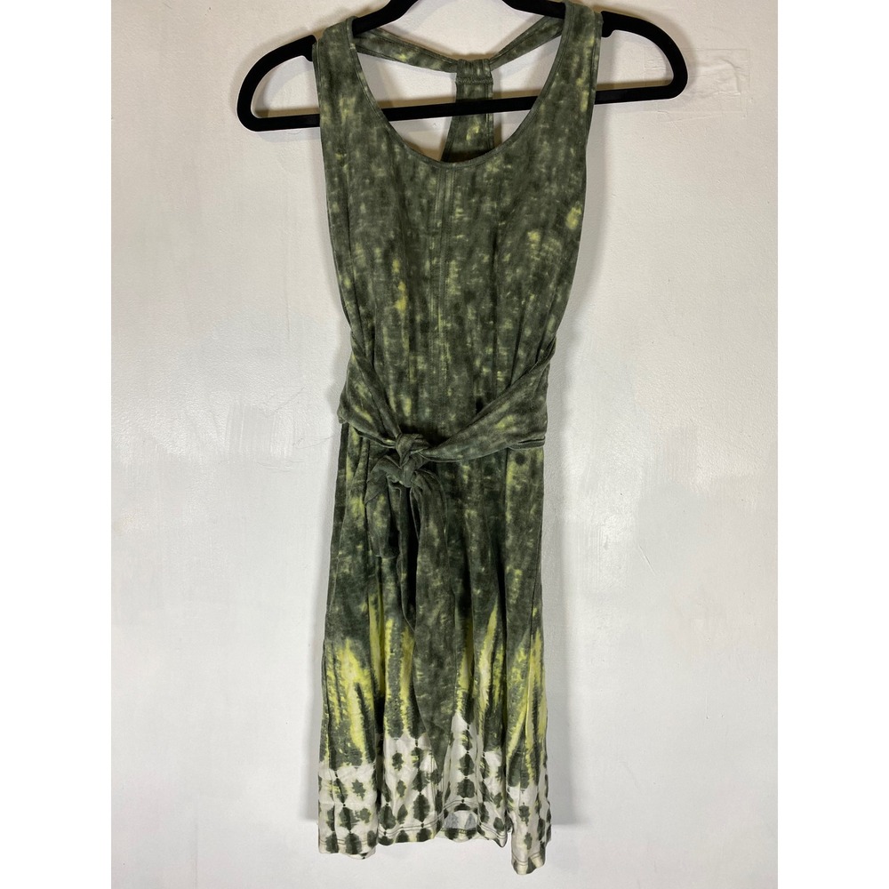 Boho Tie Dye Racerback Shelf‎ Bra Tie Front Mini Dress Green Fits XS Small